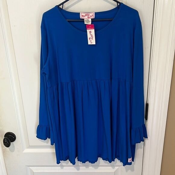 New Ruffle Girl blue peplum top - Picture 1 of 5